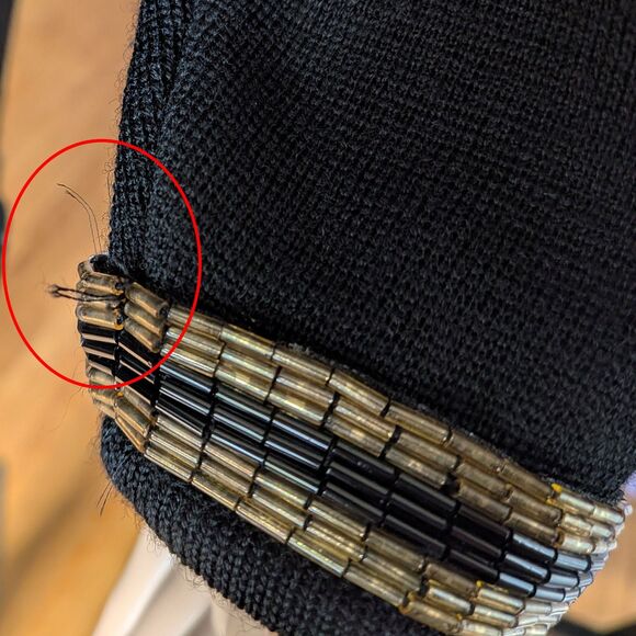 Vintage 80s Harve Benard Wool Sweater Dress Double Knit Beaded Rose Size S - Picture 7 of 15